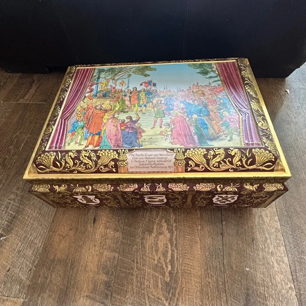 Vintage E Otto Schmidt German Large Cookie Tin Box 1997 Lebkuchen Opera Theme